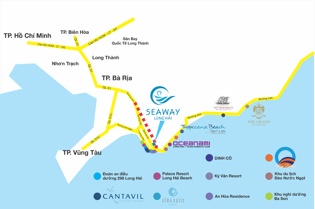 Vị trí đất nền Seaway Long Hải