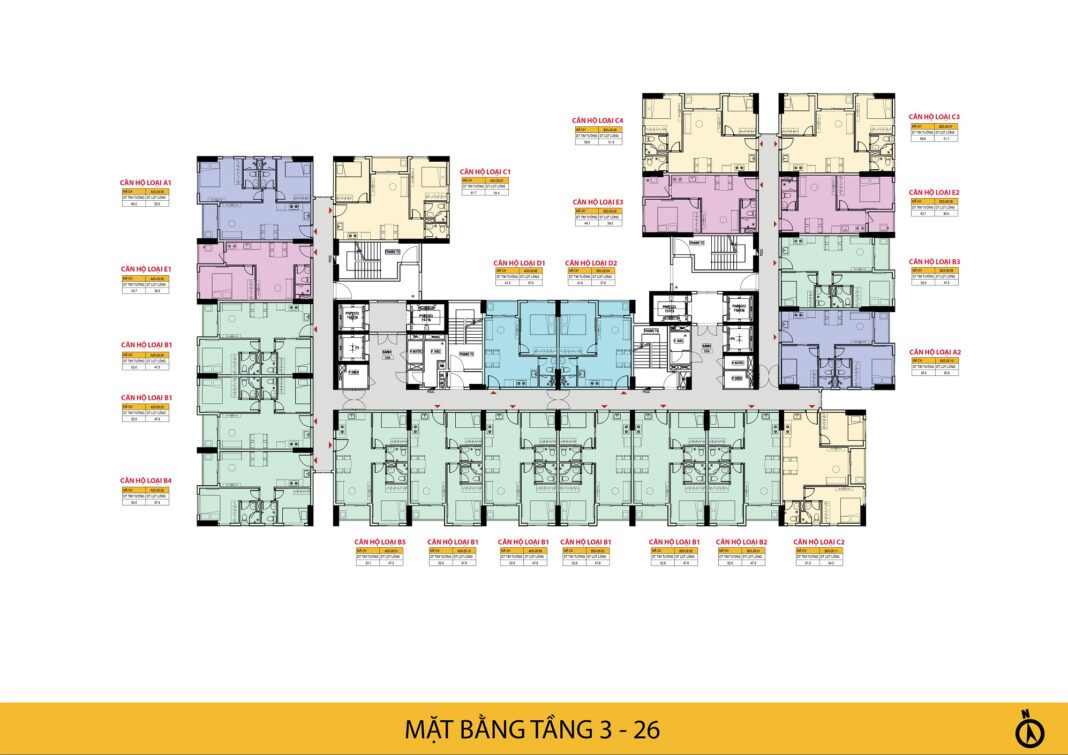 Bcons Polaris mặt bằng tầng 3-26 Bcons Polaris mặt bằng tầng 3-26