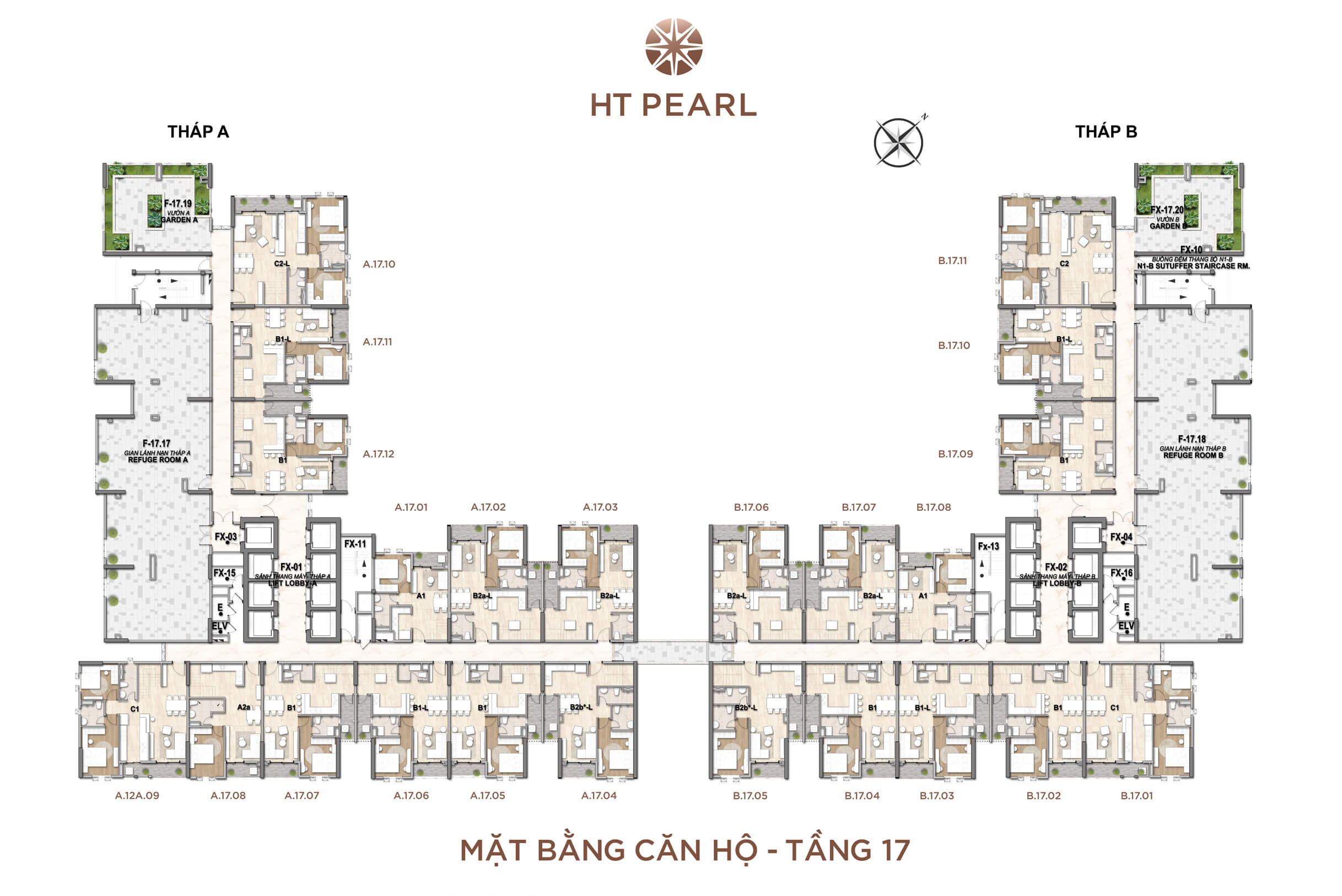 HT Pearl mặt bằng tầng 17 Duplex