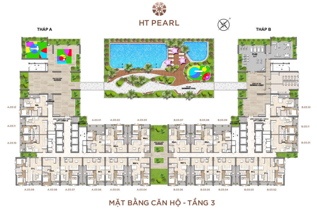 HT Pearl mặt bằng tầng 3 HT Pearl mặt bằng tầng 3