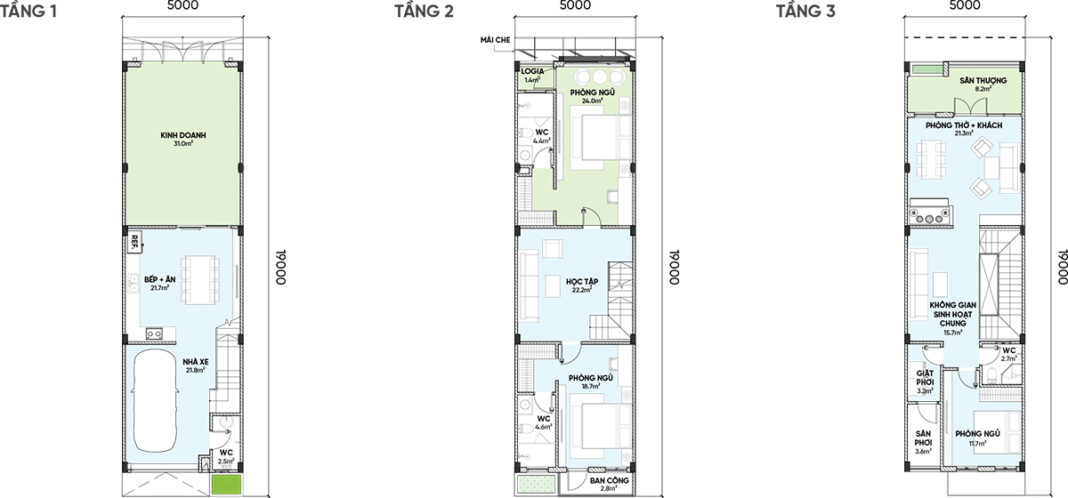 Mặt bằng nhà phố 3 tầng Mặt bằng nhà phố 3 tầng