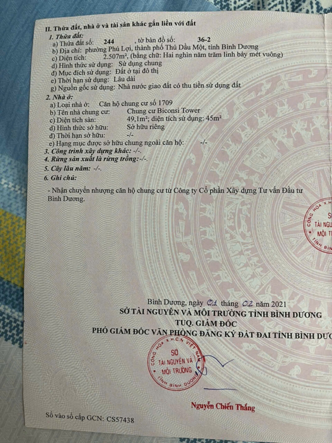 Sổ hồng chung cư Biconsi Chợ Đình Sổ hồng chung cư Biconsi Chợ Đình