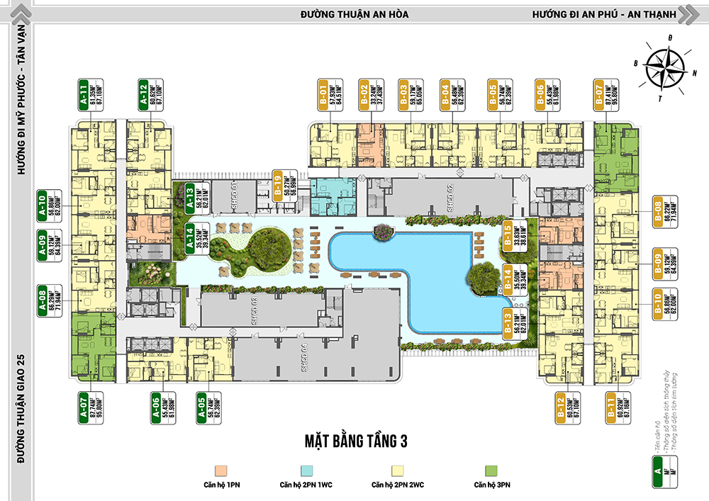 Benhill mặt bằng tầng 3 Benhill mặt bằng tầng 3