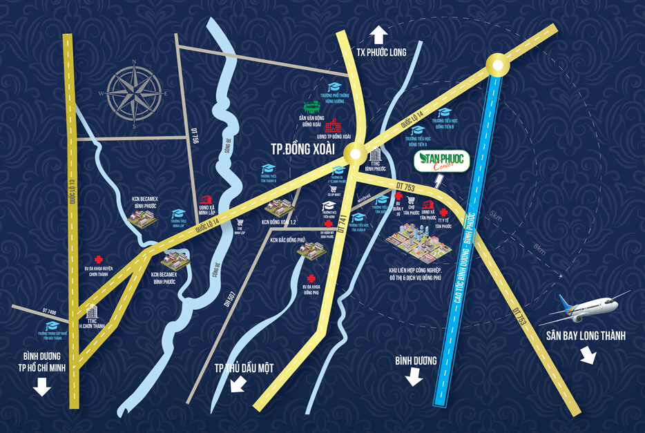 Vị trí đất nền Tân Phước Center