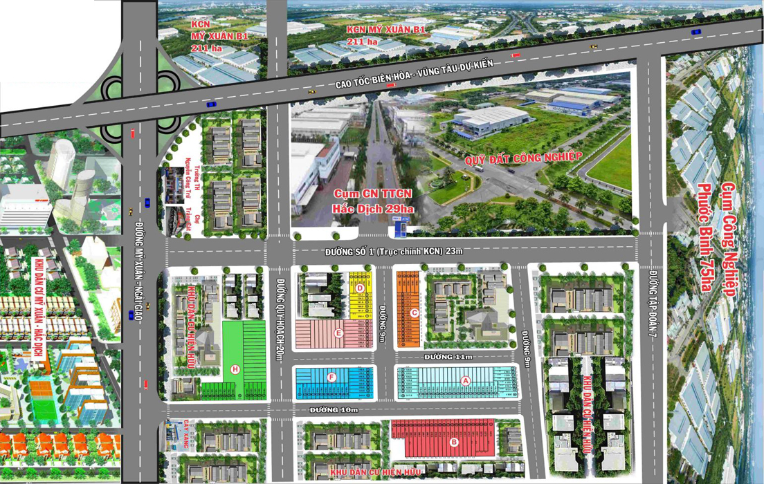 Mặt bằng dự án KDC Phú Mỹ Trảng Cát