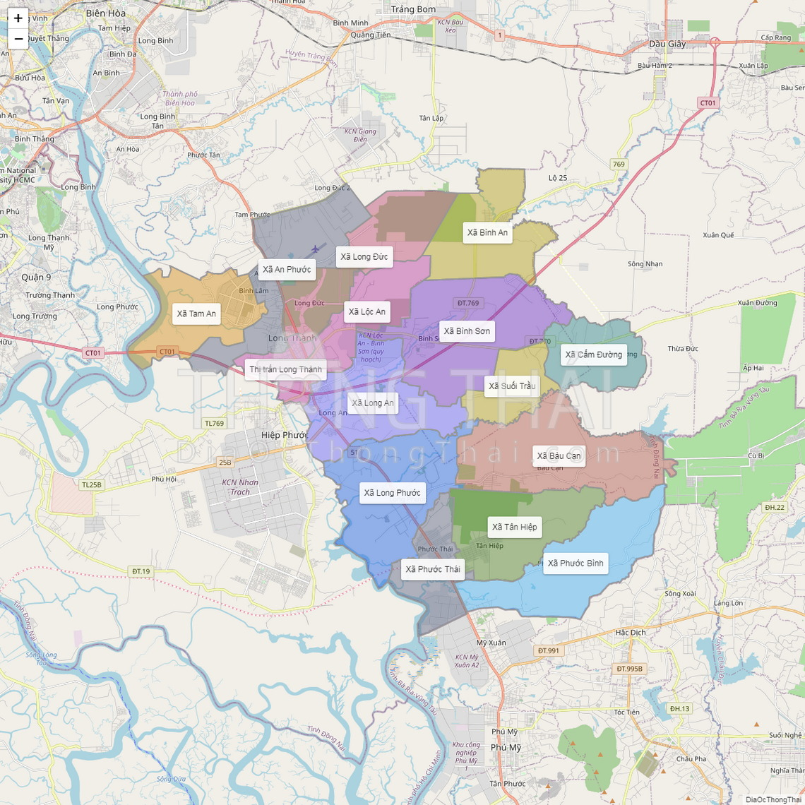 Các xã thuộc huyện Long