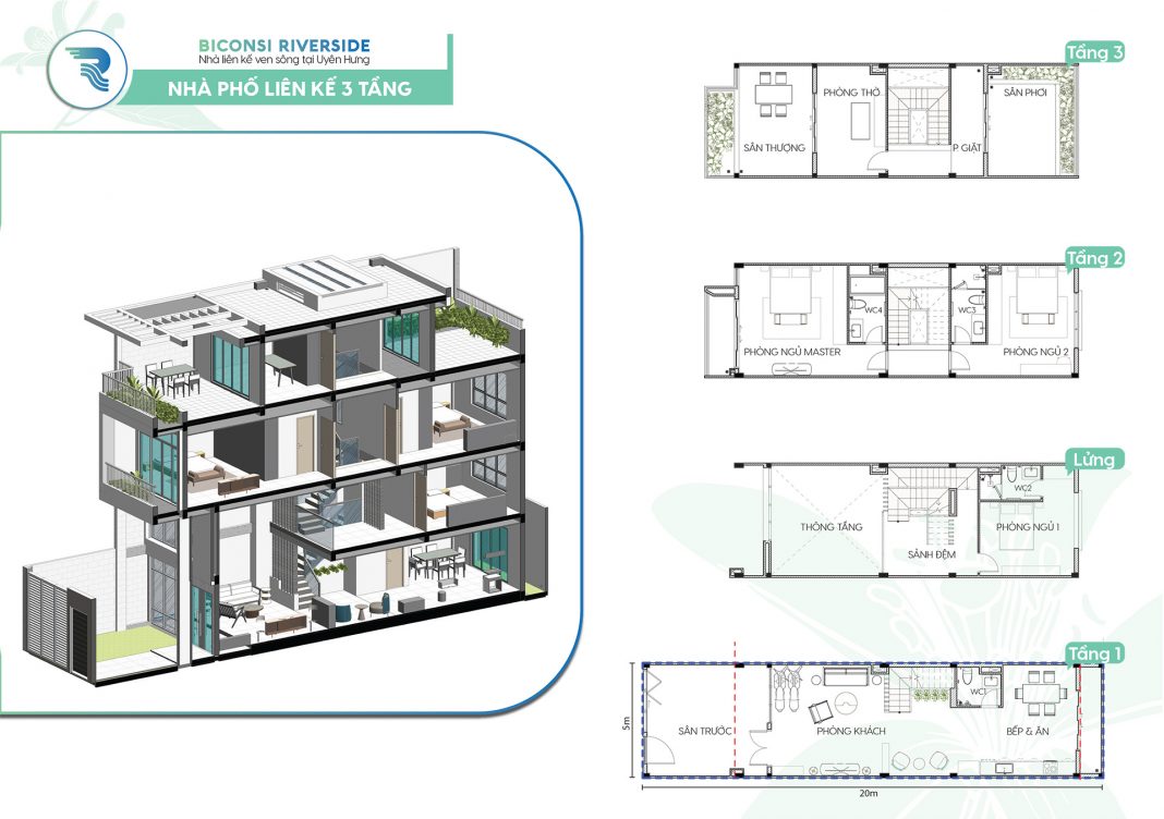 Nhà phố liên kế 3 tầng Nhà phố liên kế 3 tầng