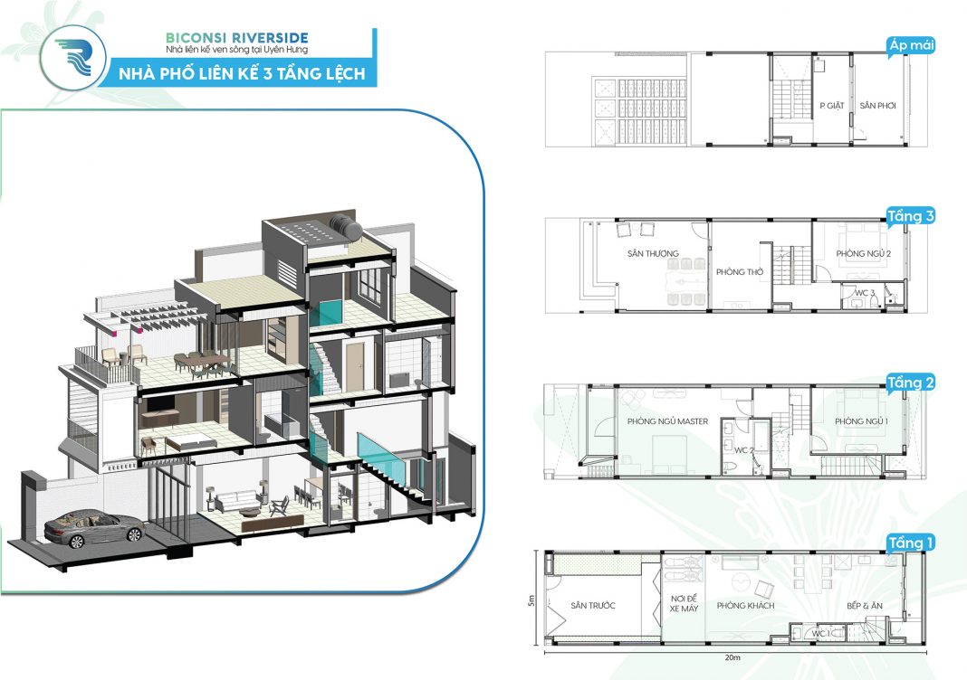Nhà phố liên kế 3 tầng (lệch tầng) Nhà phố liên kế 3 tầng (lệch tầng)