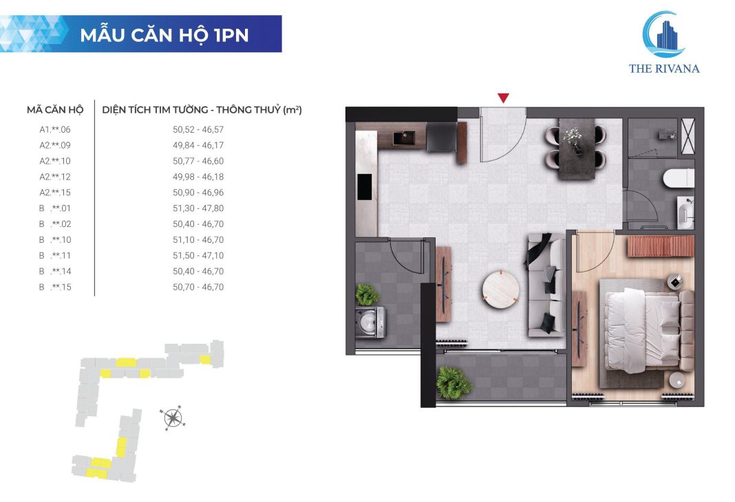Căn hộ The Rivana 1PN