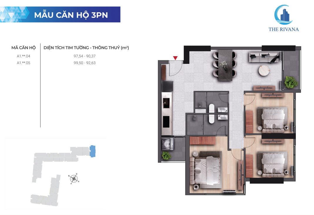 Căn hộ The Rivana 3PN