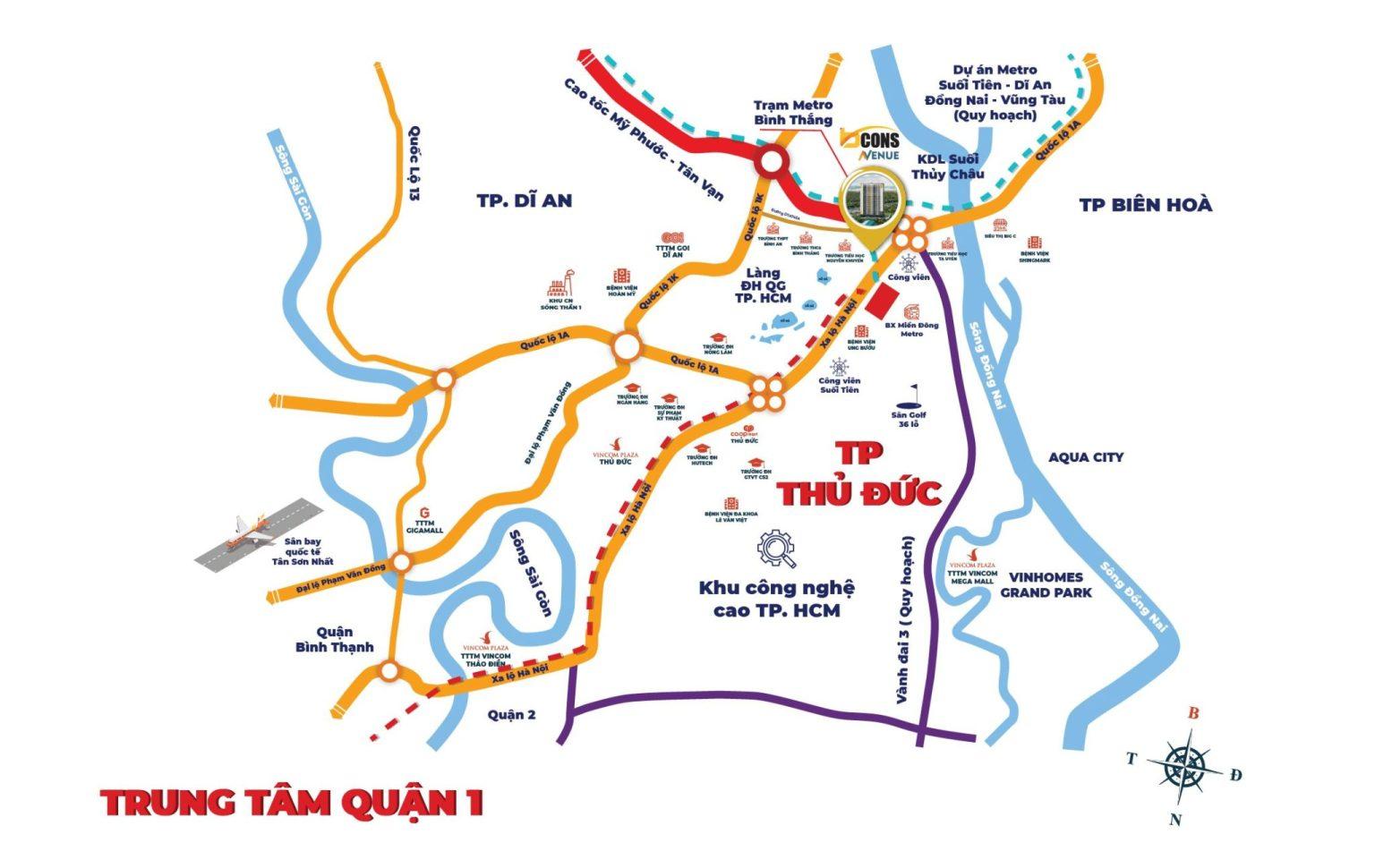 Vị trí dự án Bcons Avenue