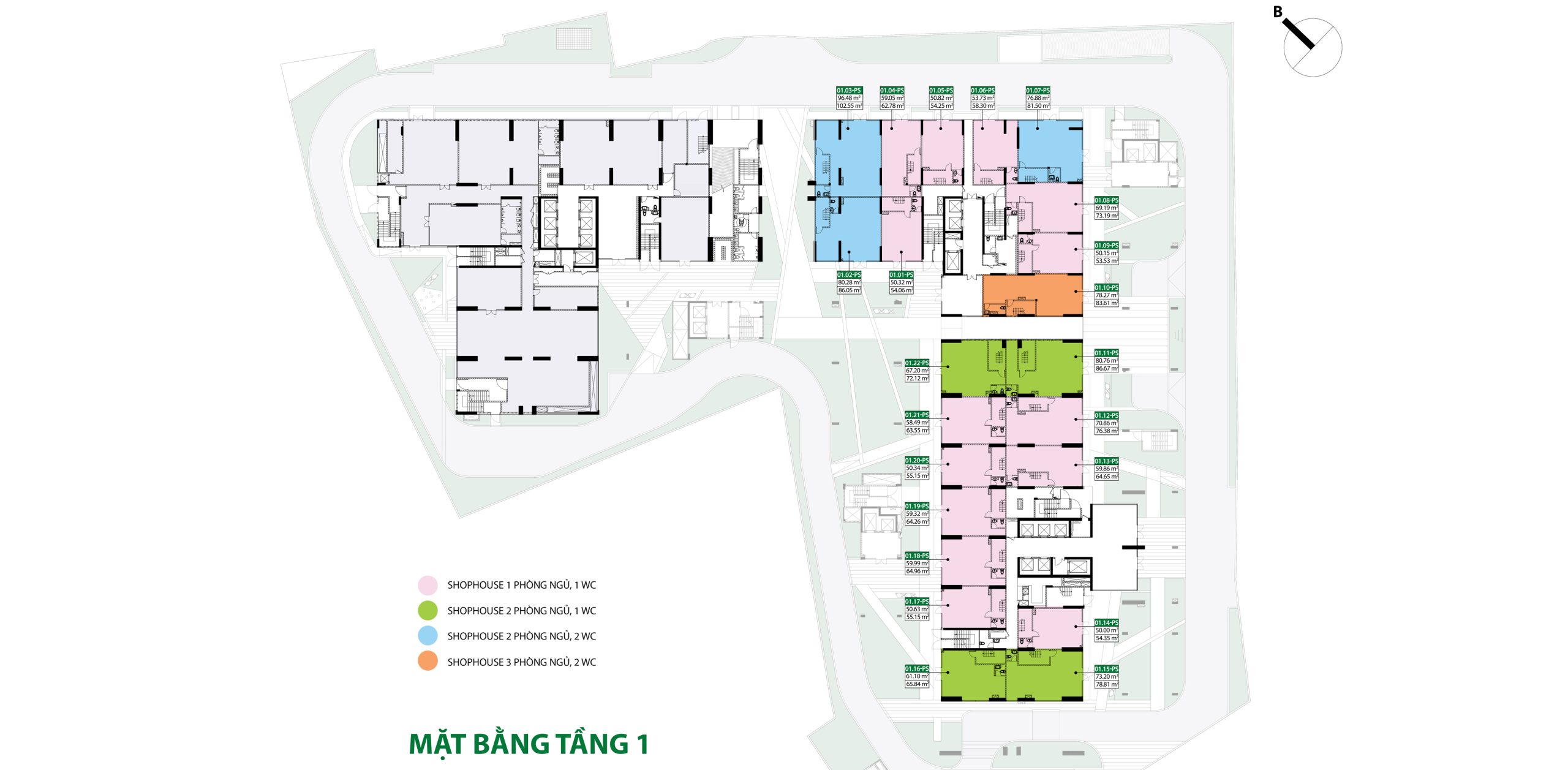 Picity Sky Park mặt bằng tầng 1