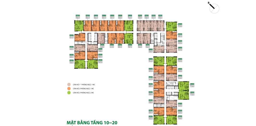 Picity Sky Park mặt bằng tầng 10-20 Picity Sky Park mặt bằng tầng 10-20