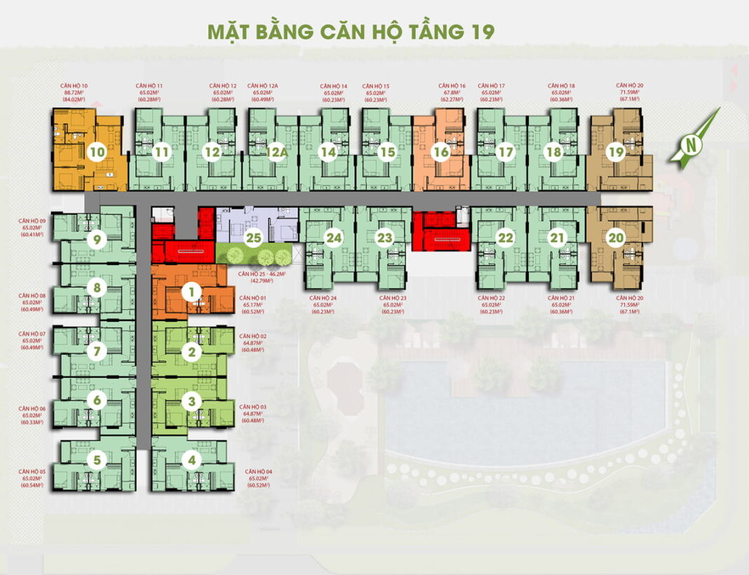 Mặt bằng tầng 19 Mặt bằng tầng 19