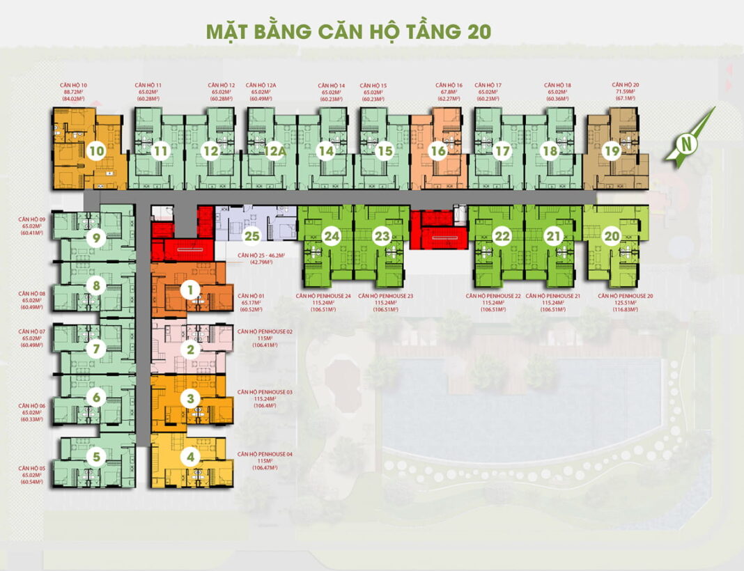 Mặt bằng tầng 20 Mặt bằng tầng 20