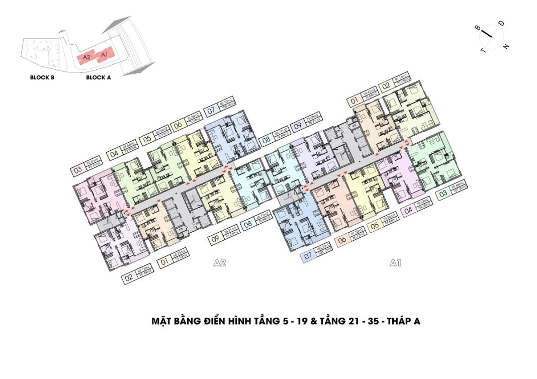 Mặt bằng Opal Boulevard tháp A