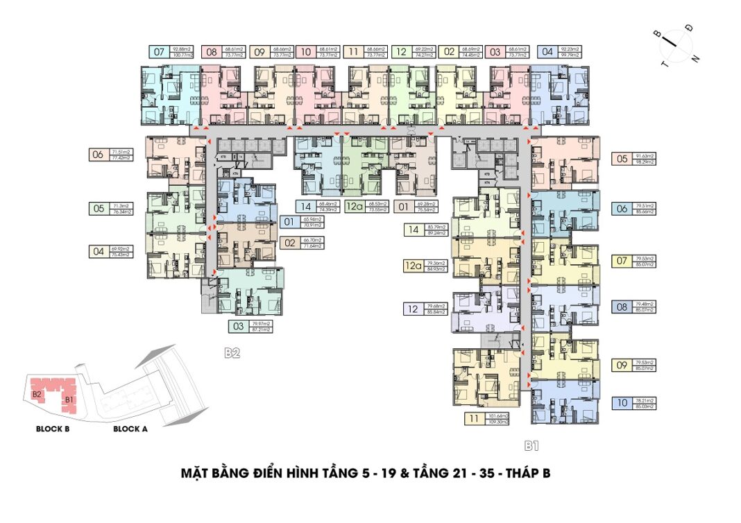 Mặt bằng Opal Boulevard tháp B