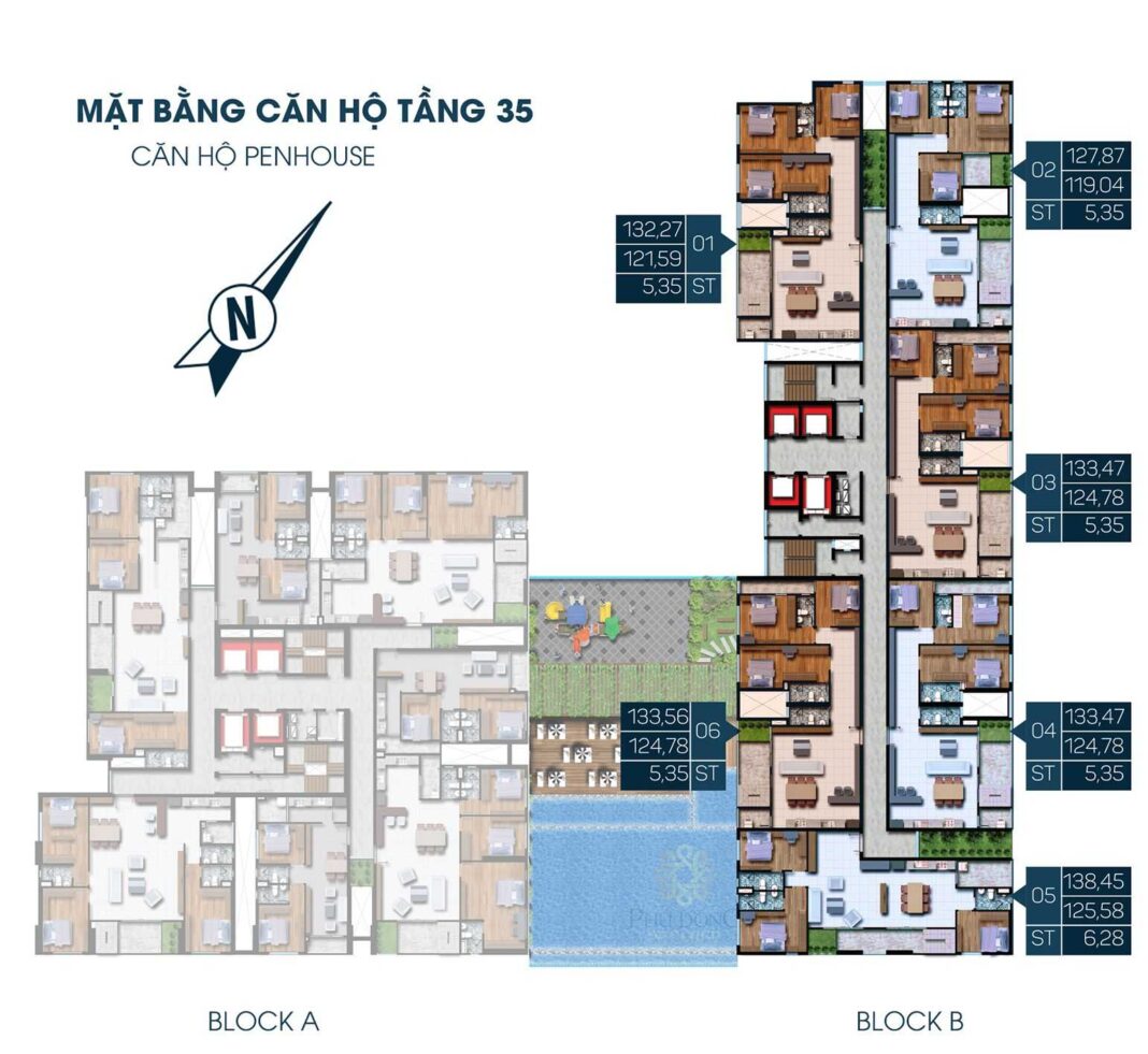 Phú Đông Premier mặt bằng block B tầng 35