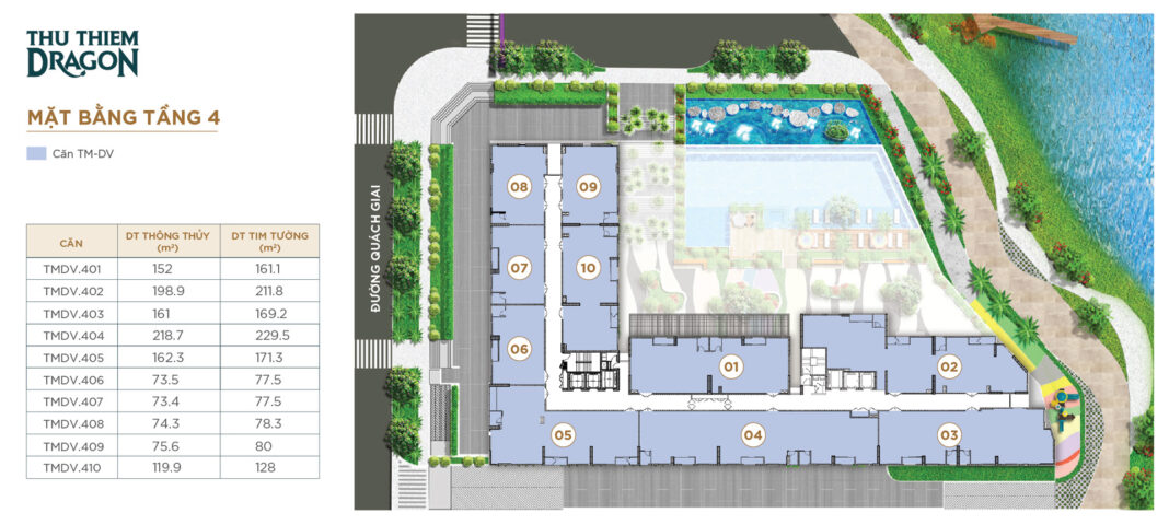 Mặt bằng tầng 4 Thủ Thiêm Dragon