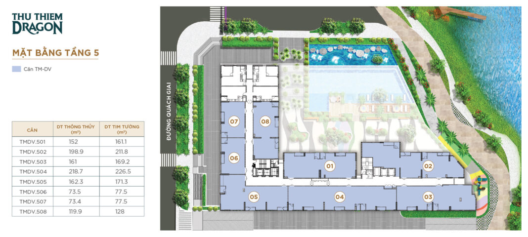 Mặt bằng tầng 5 Thủ Thiêm Dragon