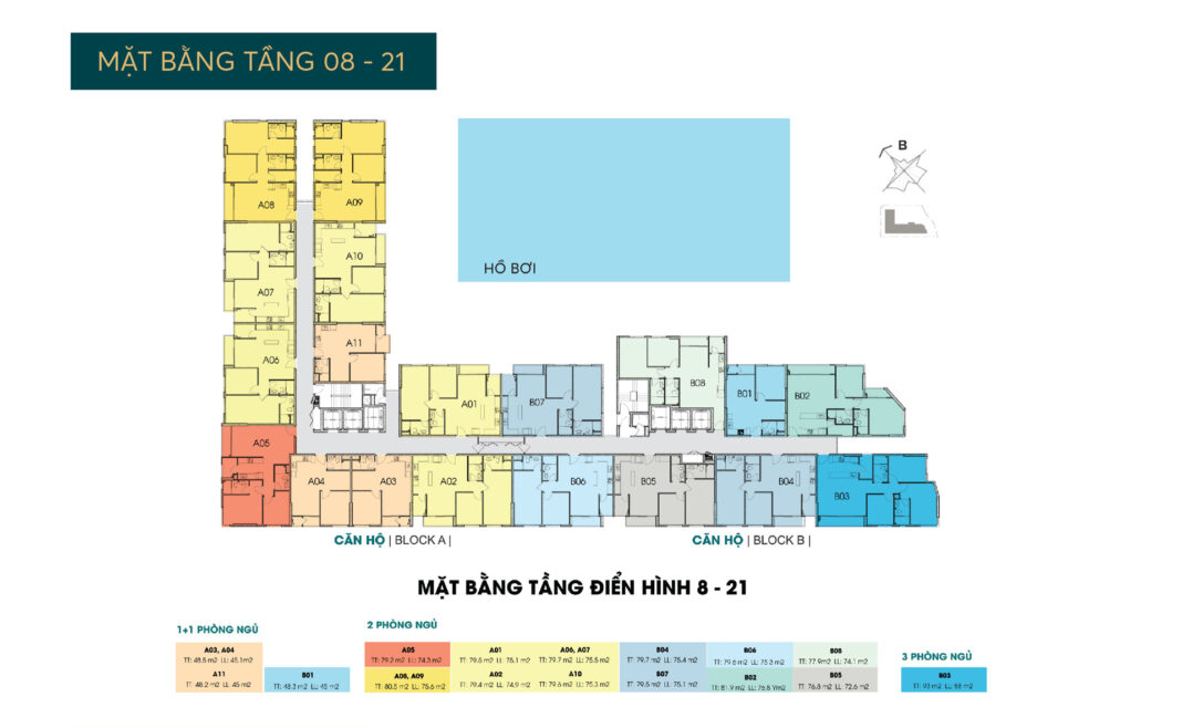 Mặt bằng tầng 8-21 Thủ Thiêm Dragon
