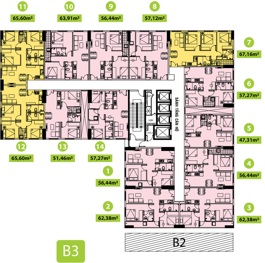 Topaz Home mặt bằng block B3 Topaz Home mặt bằng block B3