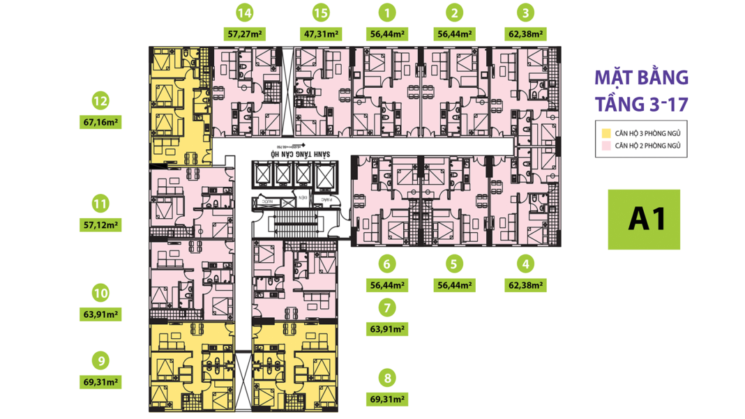 Topaz Home mặt bằng block A1 Topaz Home mặt bằng block A1