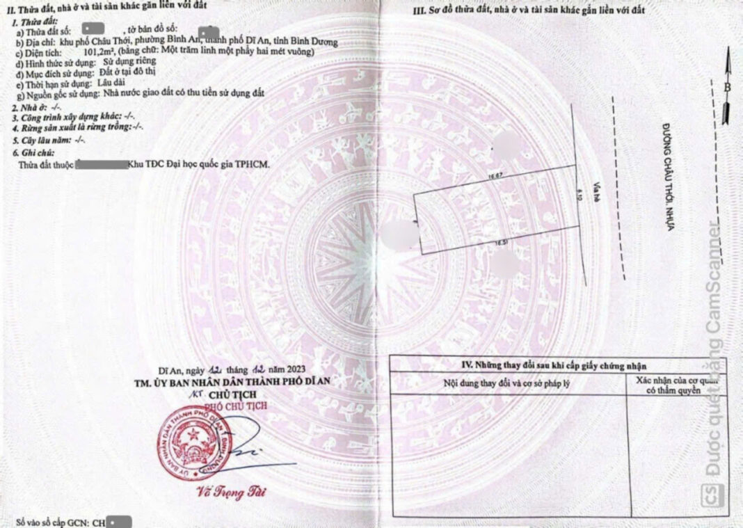 Sổ hồng lô đất nền khu dân cư Châu Thới