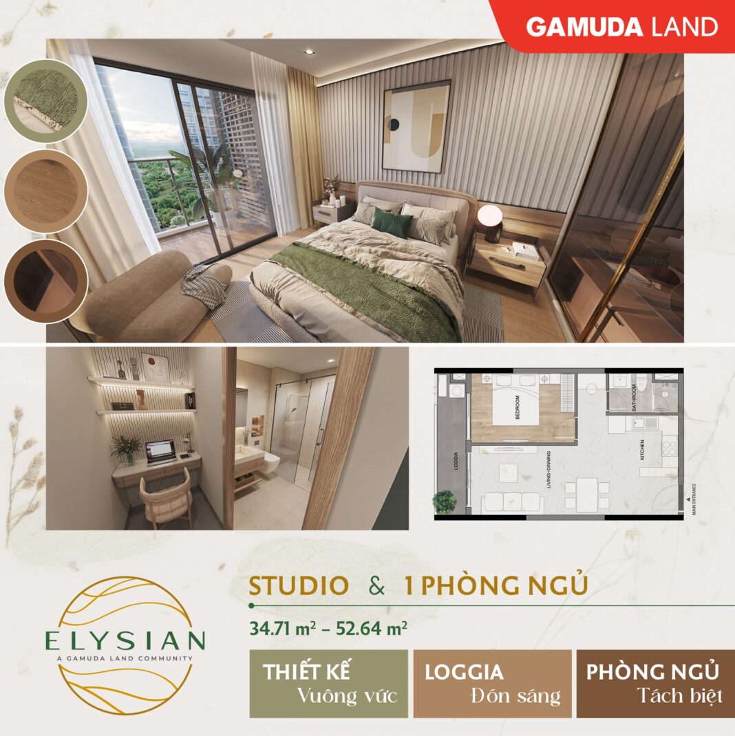 Căn hộ Elysian 1 phòng ngủ