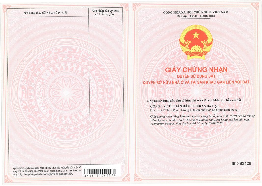 Sổ hồng Phú Gia Bảo Lộc Sổ hồng Phú Gia Bảo Lộc