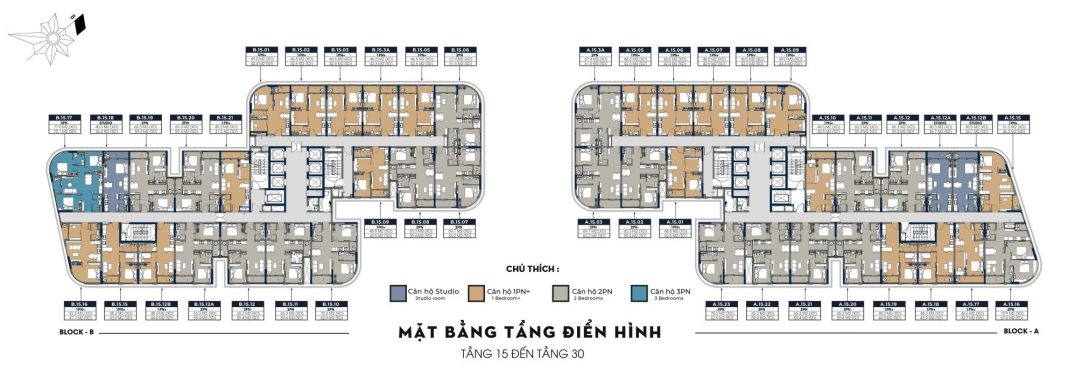 Mặt bằng tầng 15-30