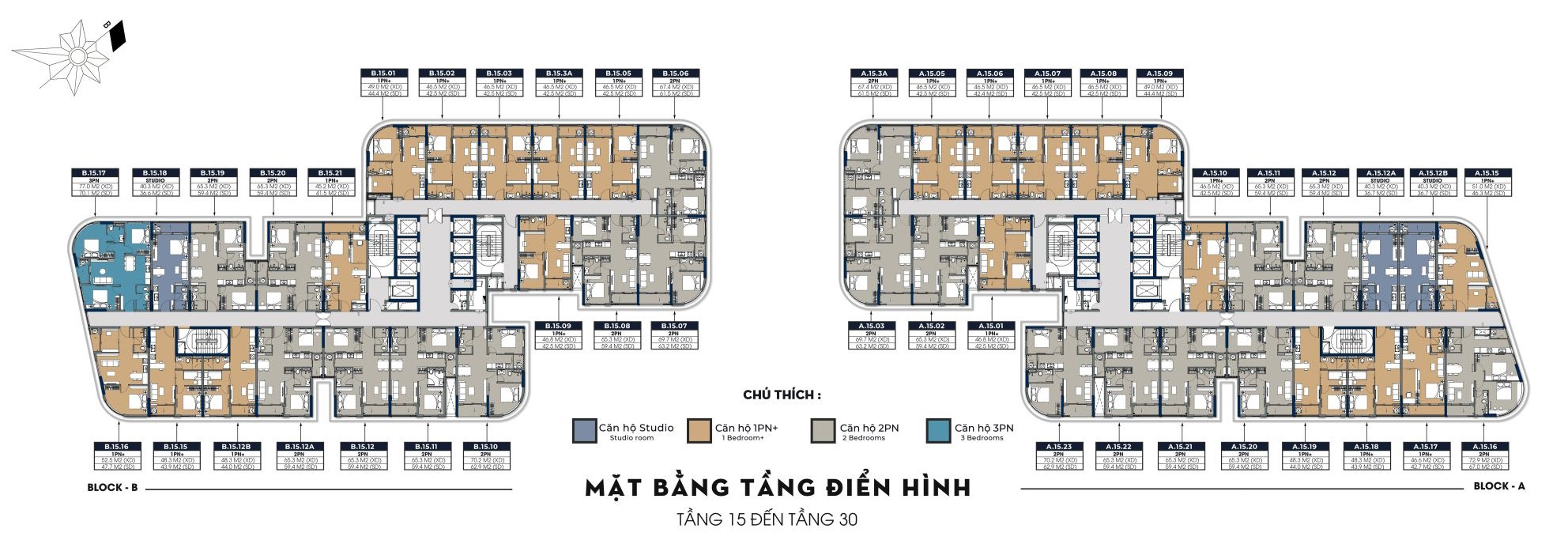 Mặt bằng tầng 15-30