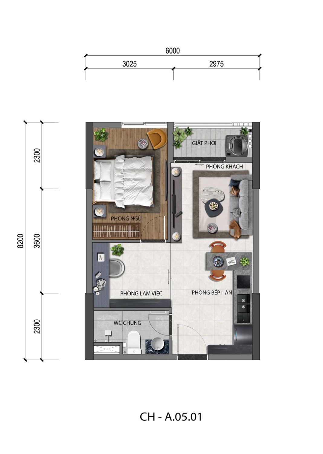 Mẫu căn hộ 1PN+1