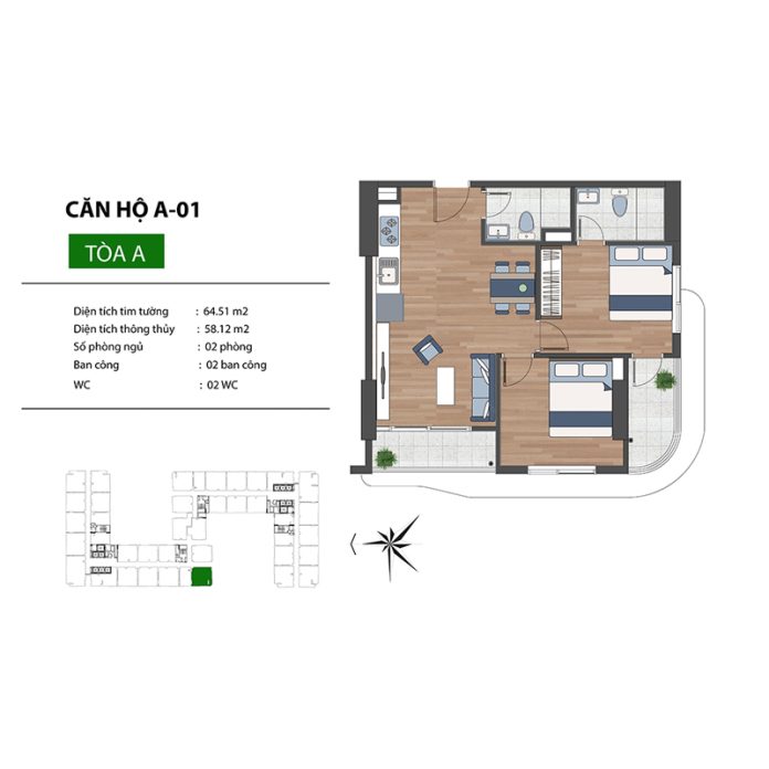 Benhill mẫu căn hộ 2PN Benhill mẫu căn hộ 2PN